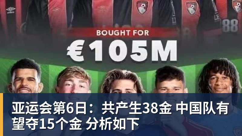 亚运会第6日：共产生38金 中国队有望夺15个金 分析如下